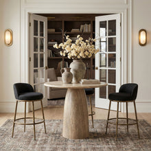 Load image into Gallery viewer, Ferro - Performance Fabric Upholstered Bar Stool - Antique Brass
