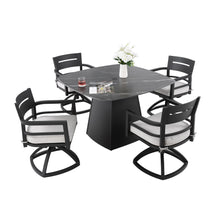 Load image into Gallery viewer, Outdoor Patio Dining Set, Squircle Dining Table, Dining Chairs With Sunbrella Cushions
