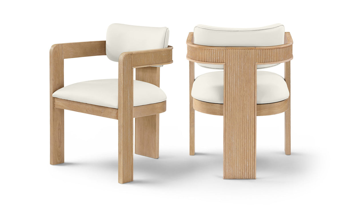 Sacha - Vegan Leather Upholstered Dining Chair With Natural Base (Set of 2)