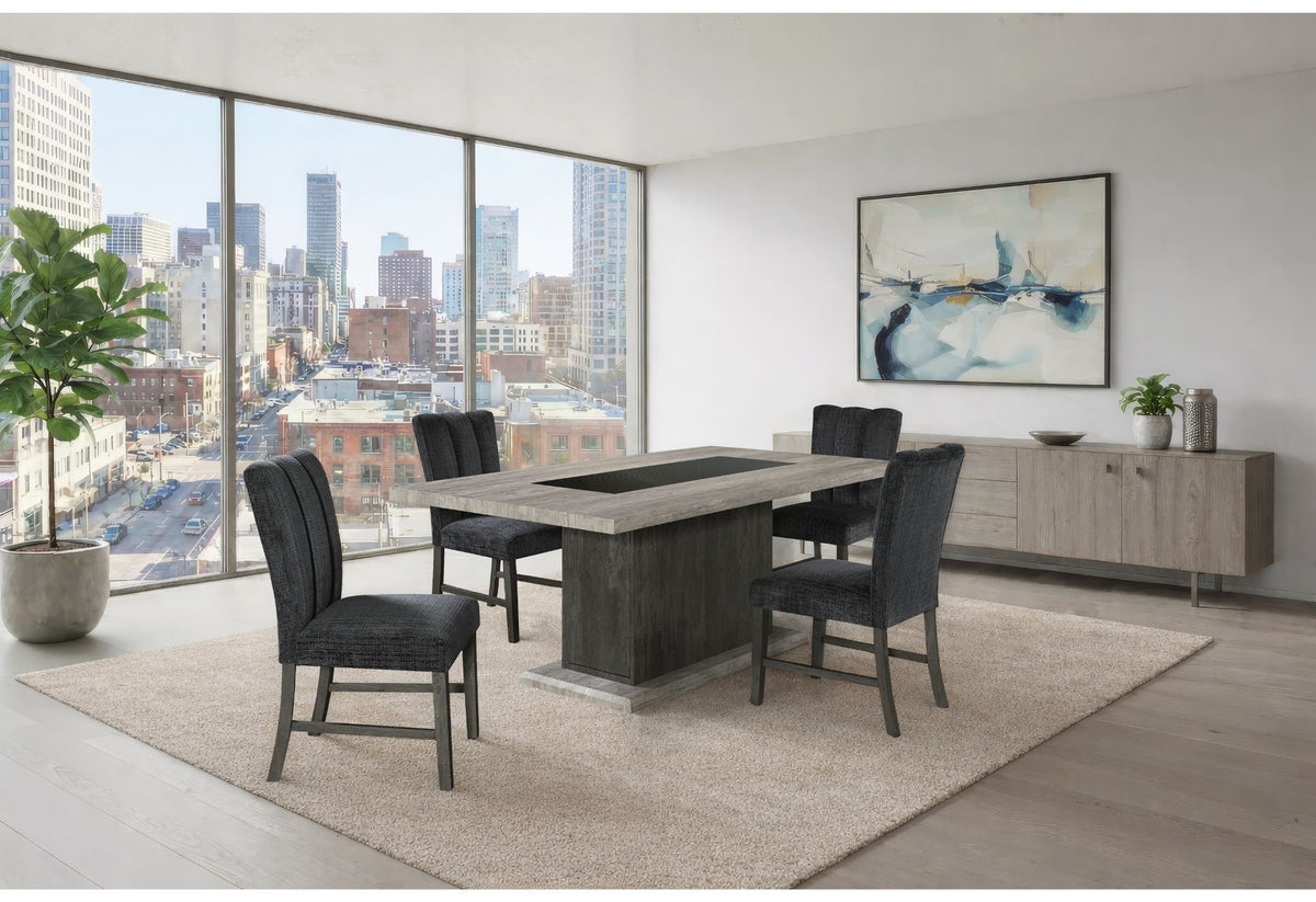 D8030 - 9 Piece Dining Room Set (Dining Table With 2 Storage Drawers And 1 Storage Door And 8 Dining Chairs) - Black / Brown