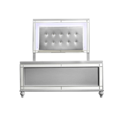 Valentino - 5/0 Queen Lighted Headboard - Silver