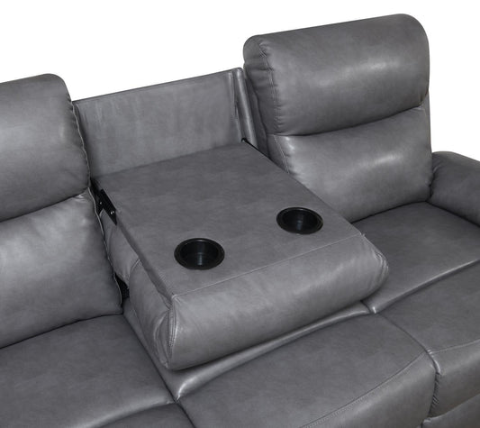 U185 - Motion Sofa With Drop Down Table - Gray