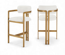 Load image into Gallery viewer, Aurum - Linen Textured Fabric Upholstered Counter Stool
