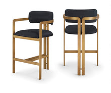 Load image into Gallery viewer, Aurum - Vegan Leather Upholstered Counter Stool With Brushed Brass Base
