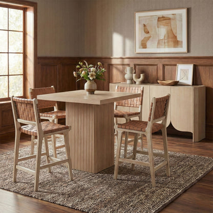 Entwine - Vegan Leather Upholstered Counter Stool - Painted Natural