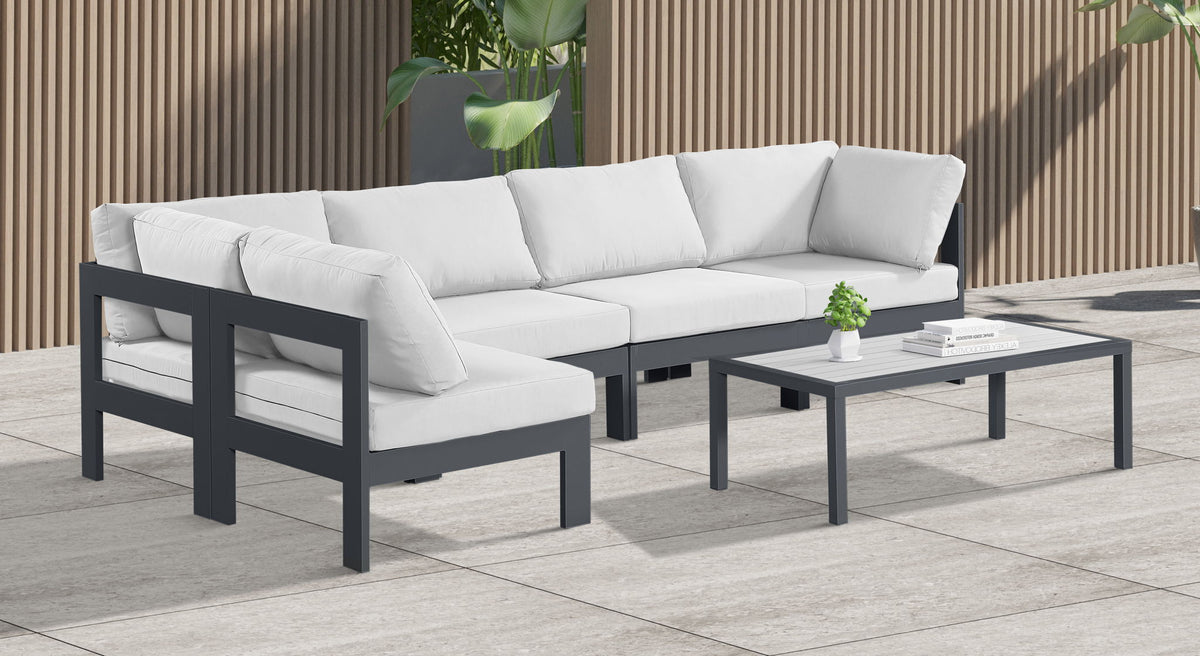 Nizuc - Outdoor Patio 5 Piece Modular Sectional With Gray Frame