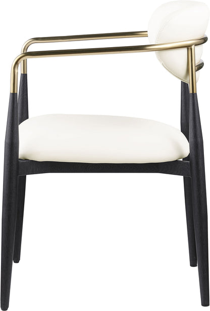 Ronda - Vegan Leather Upholstered Dining Arm Chair - Black Legs