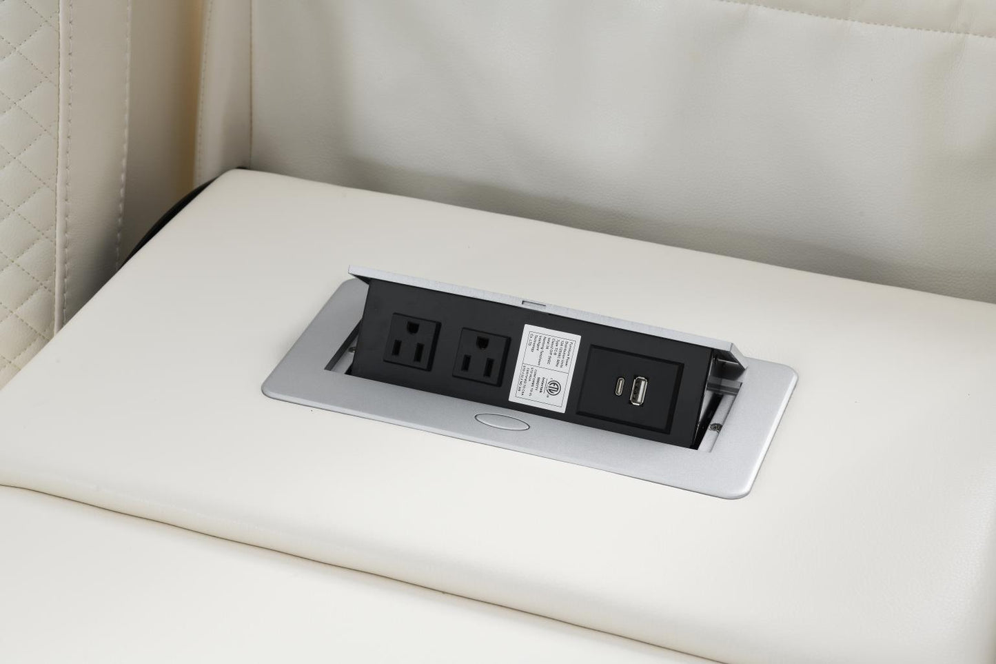 U94 - LED Power Reclining With Power Headrest Chair - White