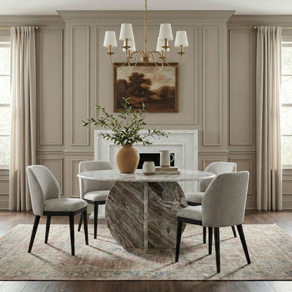 Valeo - Linen Textured Fabric Upholstered Dining Chair (Set of 2) - Painted Black Base
