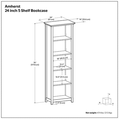 Amherst - 5 Shelf Bookcase, Handcrafted