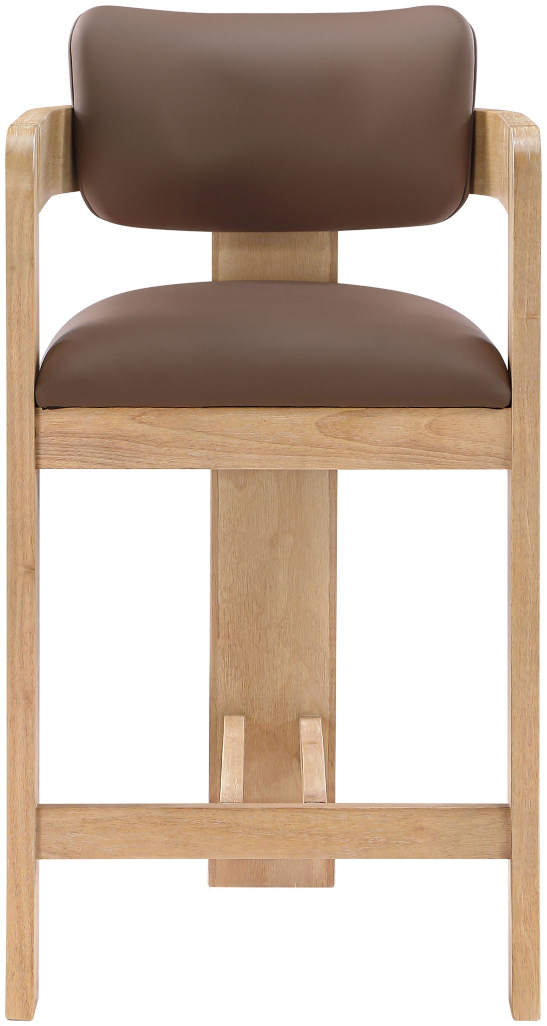 Sacha - Vegan Leather Upholstered Counter Stool With Natural Base