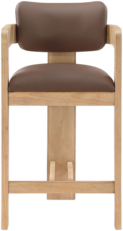 Sacha - Vegan Leather Upholstered Counter Stool With Natural Base