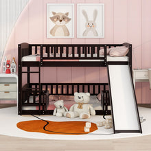 Load image into Gallery viewer, Low Bunk Bed With Slide, Fence And Ladder
