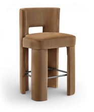 Load image into Gallery viewer, Zuno - Velvet Performance Fabric Upholstered Bar Stool (Set of 2) - Saddle
