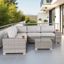 Load image into Gallery viewer, Modern Patio Rattan Sectional Set With Cushions
