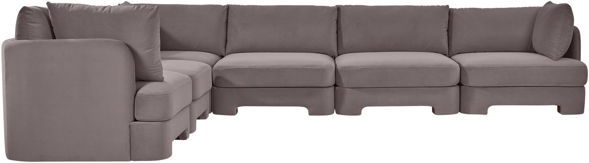 Hammond - Velvet Performance Fabric Upholstered 6 Piece Corner Sectional