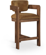 Load image into Gallery viewer, Sacha - Velvet Stool With Brown Base
