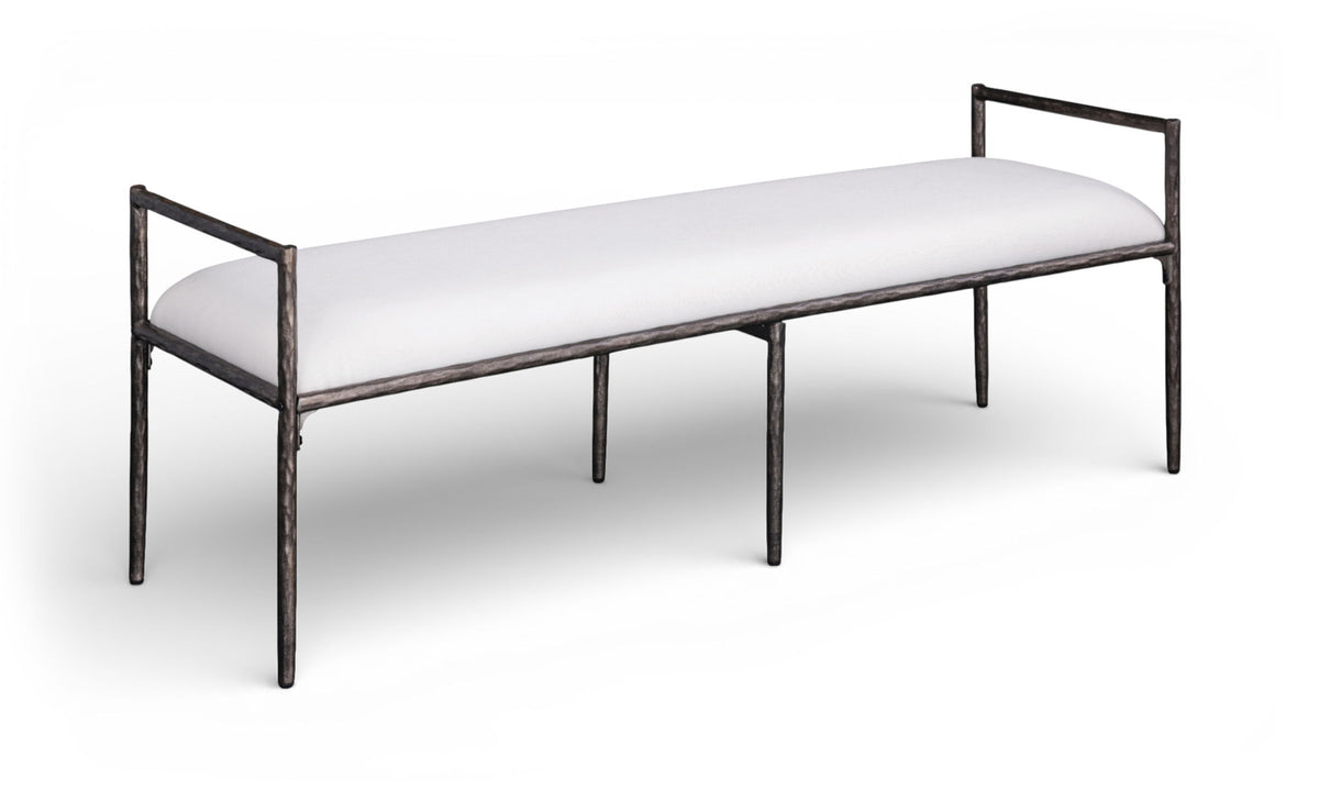 Axis - Linen Textured Cream Fabric Upholstered Bench