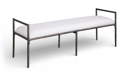Axis - Linen Textured Cream Fabric Upholstered Bench