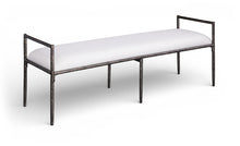 Load image into Gallery viewer, Axis - Linen Textured Cream Fabric Upholstered Bench
