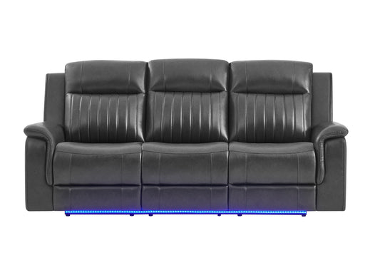 U8879 - Power Reclining Sofa With LED And Global Surround System - Charcoal