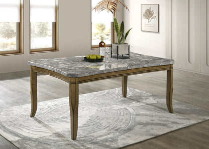 D076 - Rectangular Dining Table - Dark Dray Brush / Graystone Marble