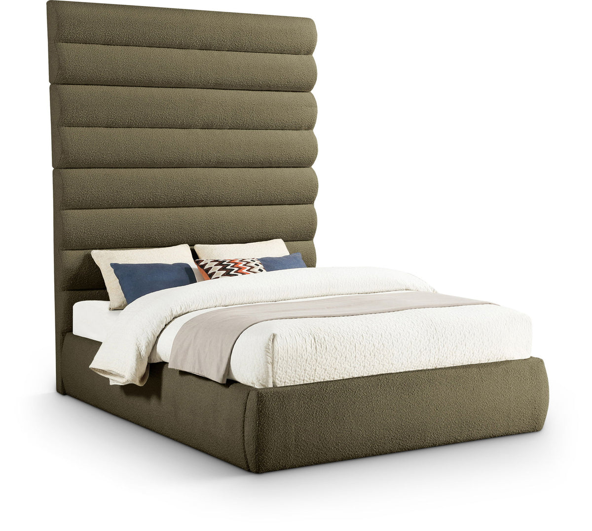 Adam - Boucle Fabric Bed With 89" Headboard