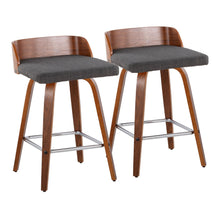 Load image into Gallery viewer, Maya - Mid Century Modern Fixed Height Counter Stool &amp; Swivel With Square Footrest (Set of 2)
