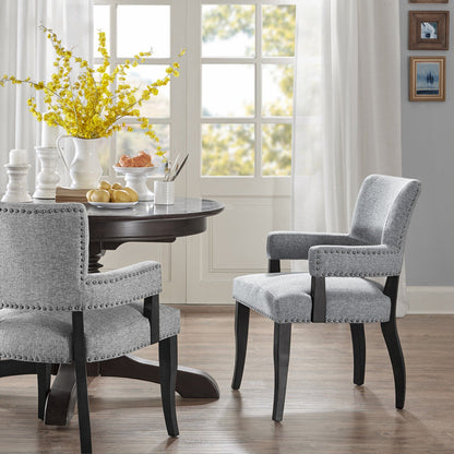 Elegant Arm Dining Chair With Brass Nail Head Detailing - Ego Home Furniture