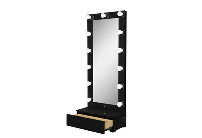 Ella - Narrow Tall Mirror With Drawer And Speakers - Black
