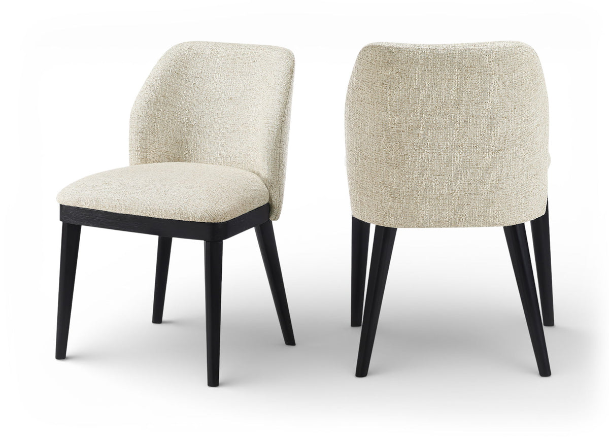 Valeo - Linen Textured Fabric Upholstered Dining Chair (Set of 2) - Painted Black Base
