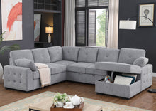 Load image into Gallery viewer, Nyhan - Upholstered Corner Sectional With Pull Out Loveseat And Storaged Chaise - Light Gray
