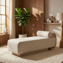 Load image into Gallery viewer, Zephyr - Linen Textured Fabric Upholstered Chaise - Painted Natural Base
