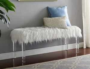 Crown Mark Furniture Fatima Bench in White