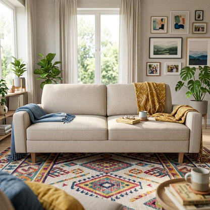 Couch, 3 Seat Sofa With Removable Cushion - Beige - Ego Home Furniture