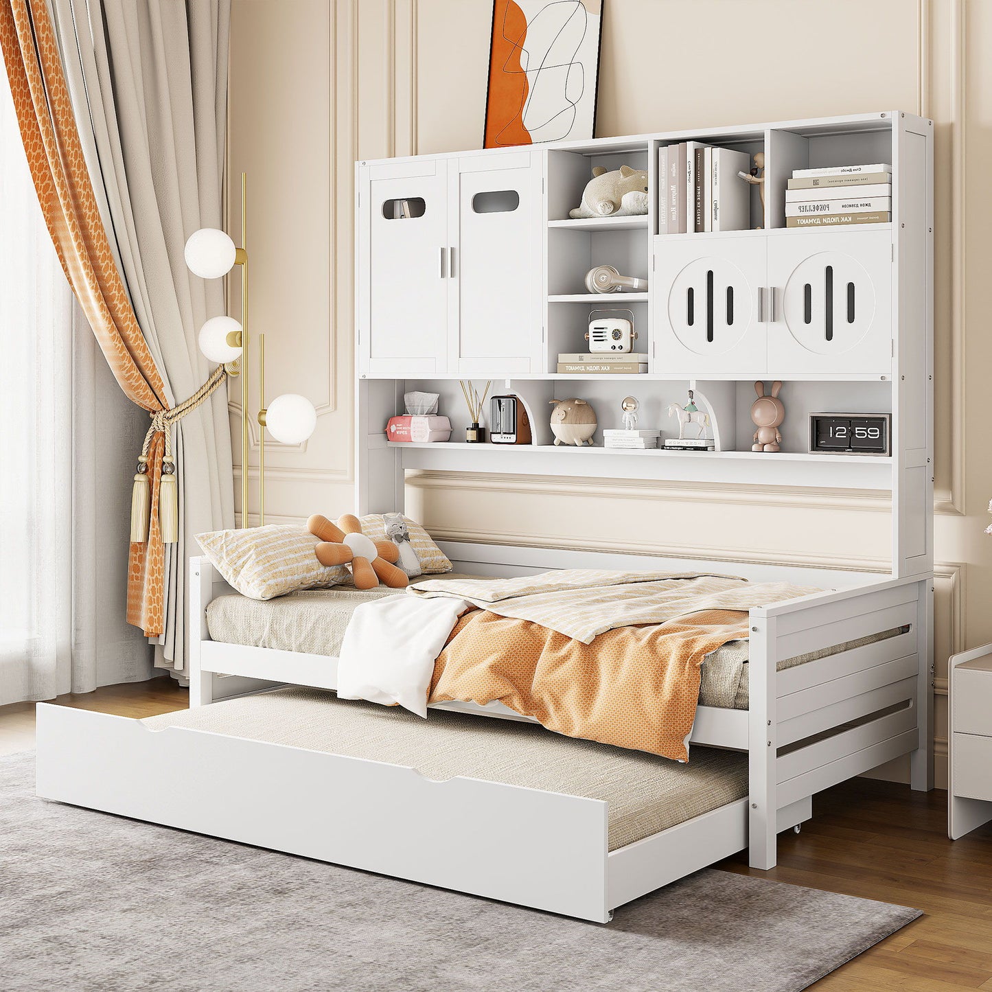 Daybed & All-In-One Cabinet And Shelf