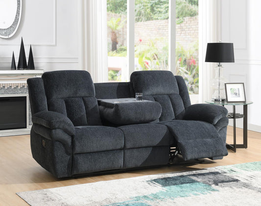 U179 - Motion Sofa With Drop Down Table - Charcoal Gray