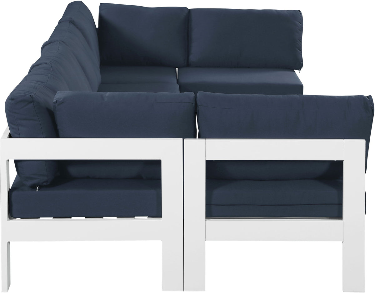 Nizuc - Outdoor Patio 6 Piece Modular Sectional With White Frame