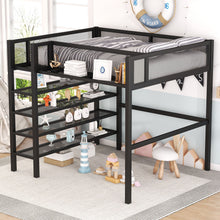 Load image into Gallery viewer, Loft Bed With 4 Tier Shelves And Storage
