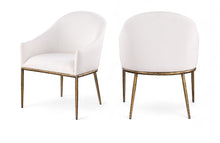 Load image into Gallery viewer, Ferro - Linen Textured Performance Fabric Upholstered Dining Arm Chair - Cream / Brushed Gold
