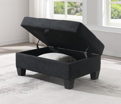 U349 - Fabric Ottoman - Black
