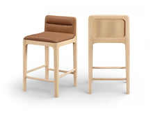 Load image into Gallery viewer, Ellis - Vegan Leather Upholstered Counter Stool (Set of 2) - Natural Base
