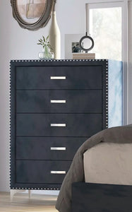 Crown Mark Furniture Lucinda 5 Drawer Chest in Gray