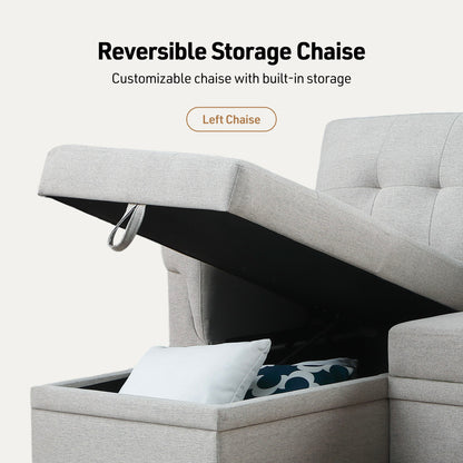 Lucca - Reversible Sleeper Sectional Sofa With Storage Chaise - Ego Home Furniture