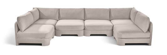 Hammond - Velvet Performance Fabric Upholstered 6 Piece U-Shaped Armless Sectional - Ego Home Furniture