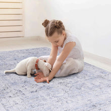 Load image into Gallery viewer, Maval - 2'6'' X 10' Washable Runner Rug - Blue / Cream

