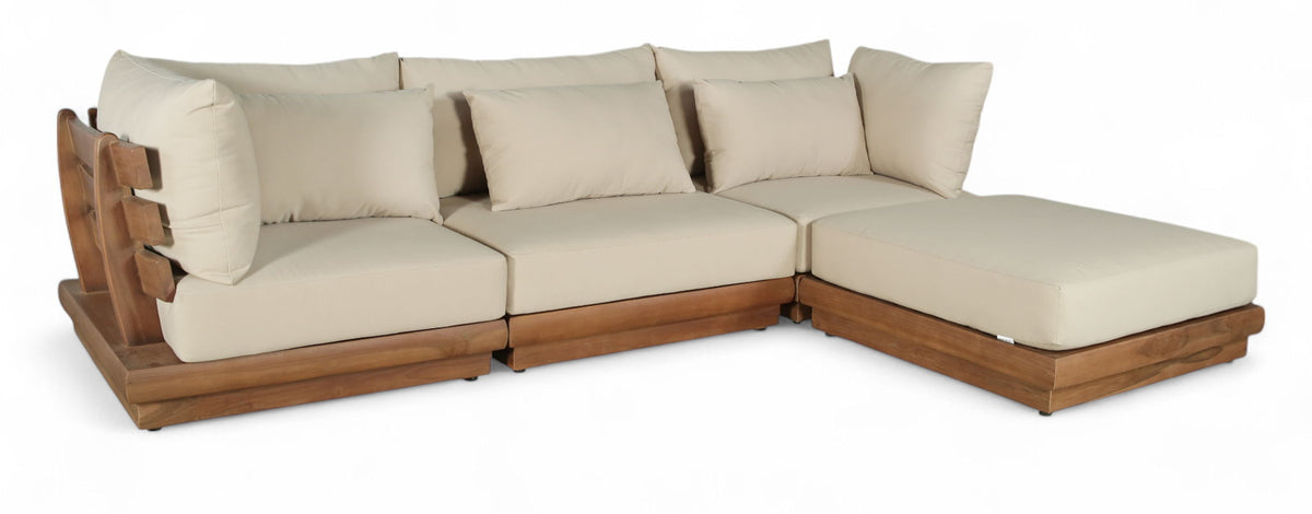 Mirella - 4 Piece Water Resistant Fabric Outdoor Patio Modular Sectional