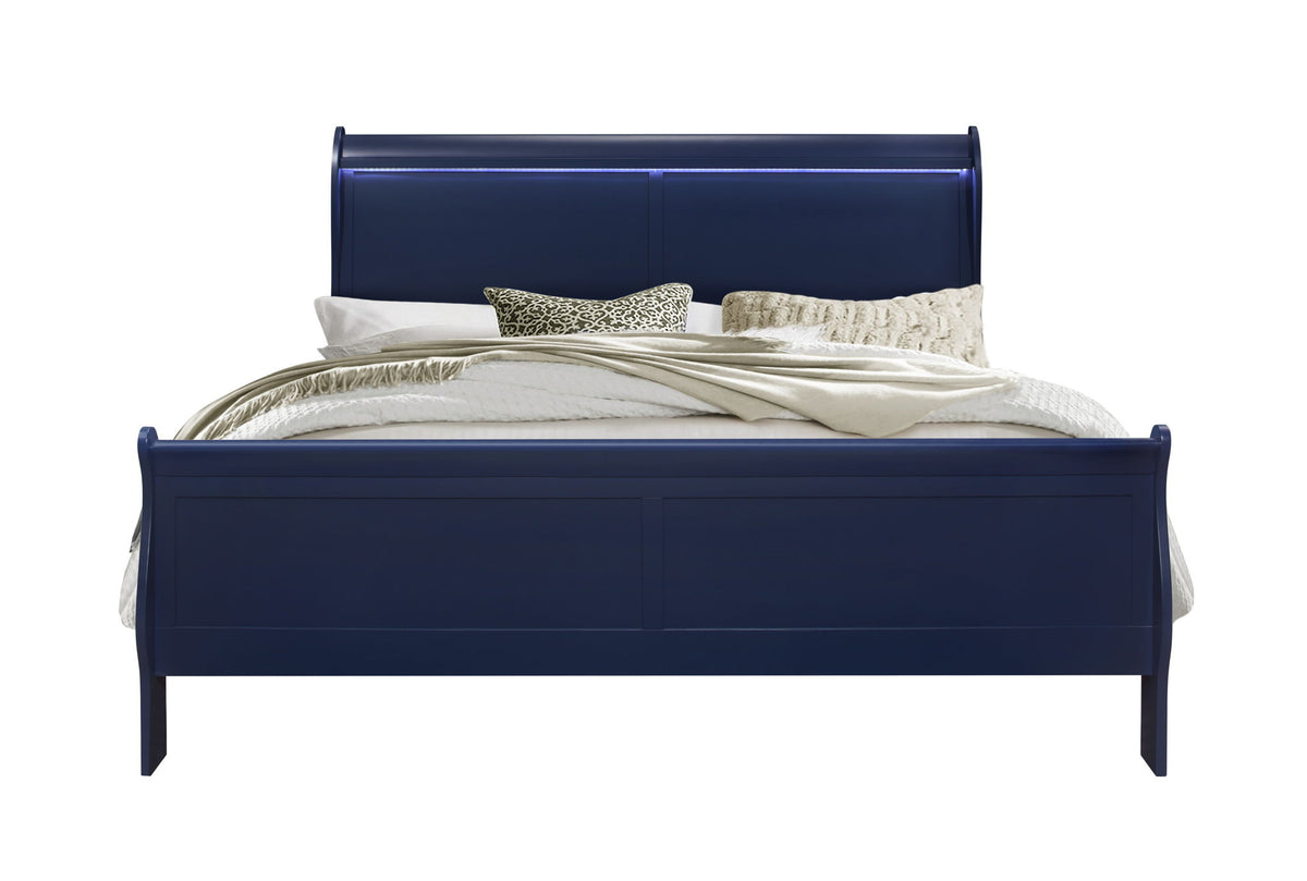 Charlie - King Bed With LED Side Rails - Blue