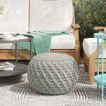 Load image into Gallery viewer, Nisi - Round Knitted Outdoor / Indoor Pouf - Light Gray
