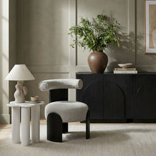 Load image into Gallery viewer, Calder - Linen Textured Fabric Upholstered Accent Chair - Painted Black Base
